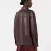 Nappa leather shirt jacket, bordeaux