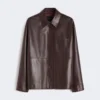 Nappa leather shirt jacket, bordeaux