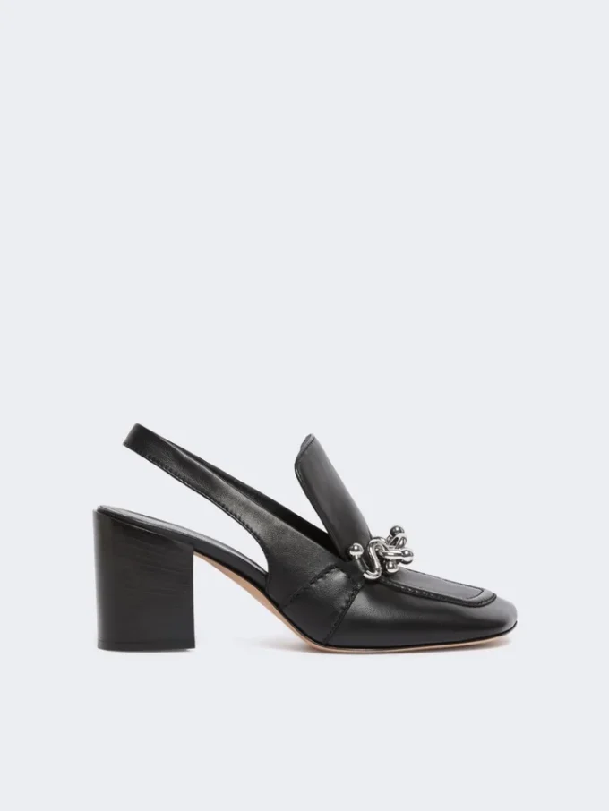Nappa leather slingbacks, black