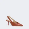 Nappa leather slingbacks, rust