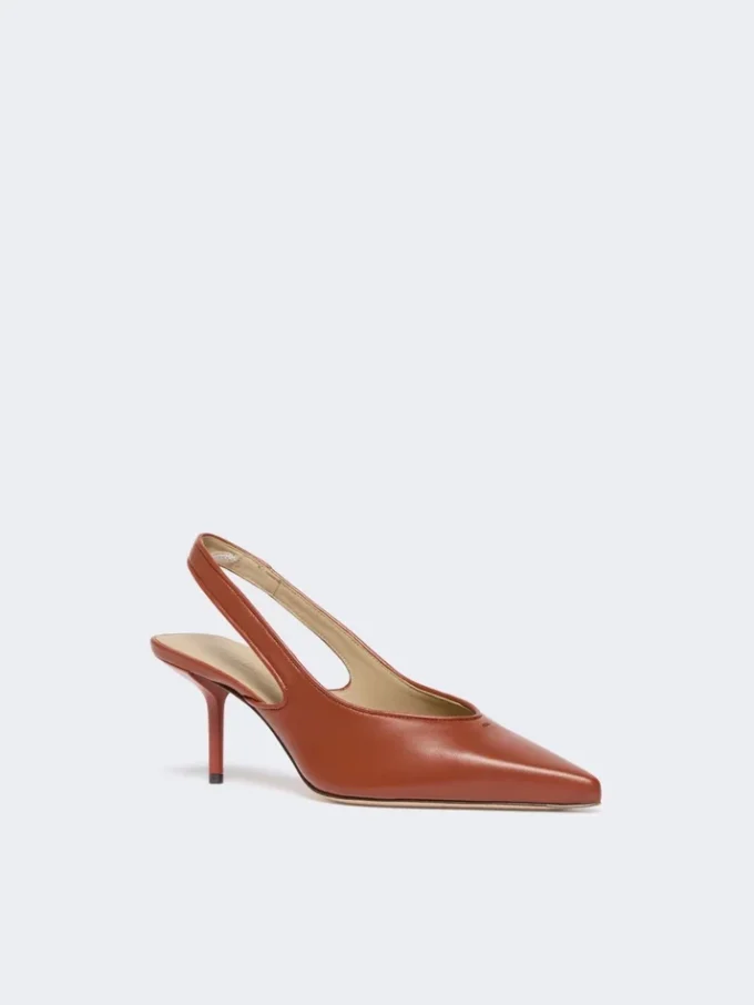 Nappa leather slingbacks, rust