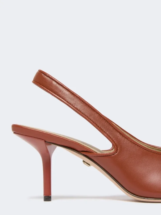 Nappa leather slingbacks, rust