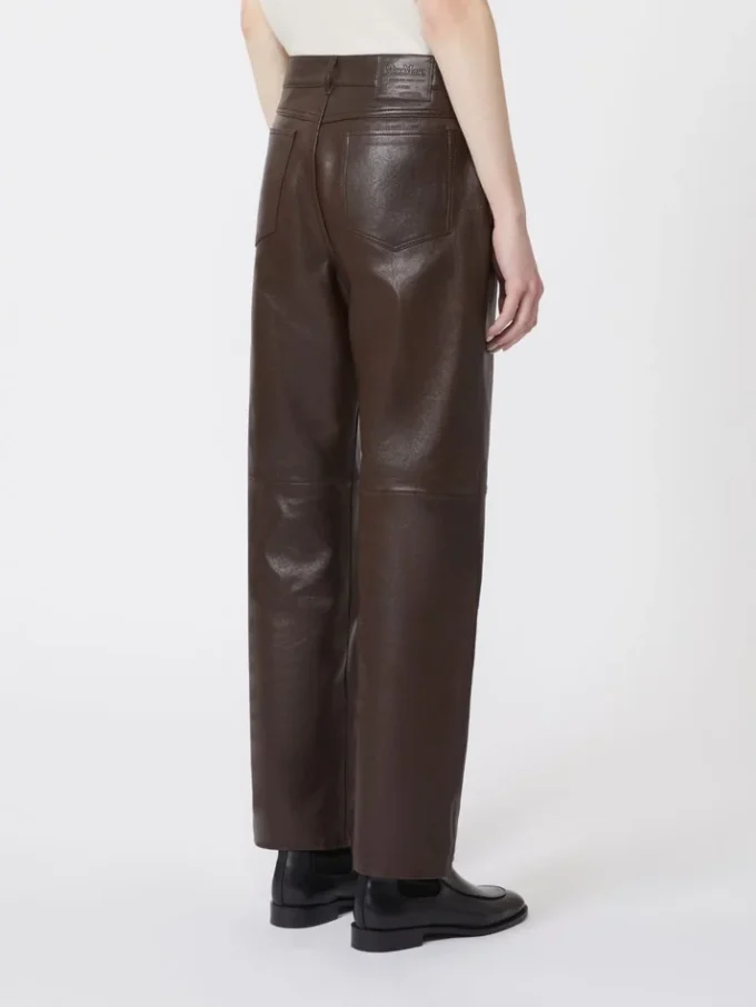 Nappa leather trousers, dark brown