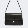 Natural leather handbag, black