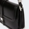 Natural leather handbag, black