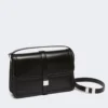 Natural leather handbag, black