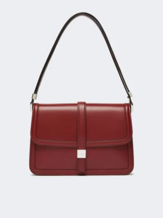 Natural leather handbag, bordeaux