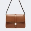 Natural leather handbag, tobacco