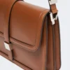 Natural leather handbag, tobacco