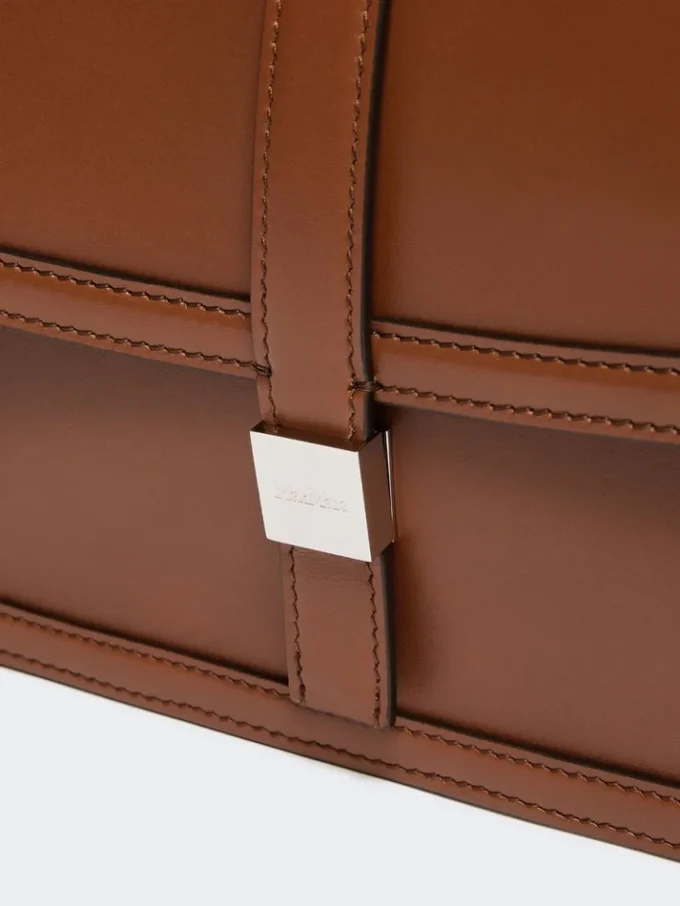 Natural leather handbag, tobacco