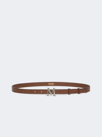 Natural leather monogram belt, brown