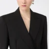 Natural stretch pure wool tailored blazer, black