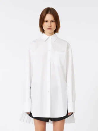 Overshirt with plissa-pleated detail, optical white