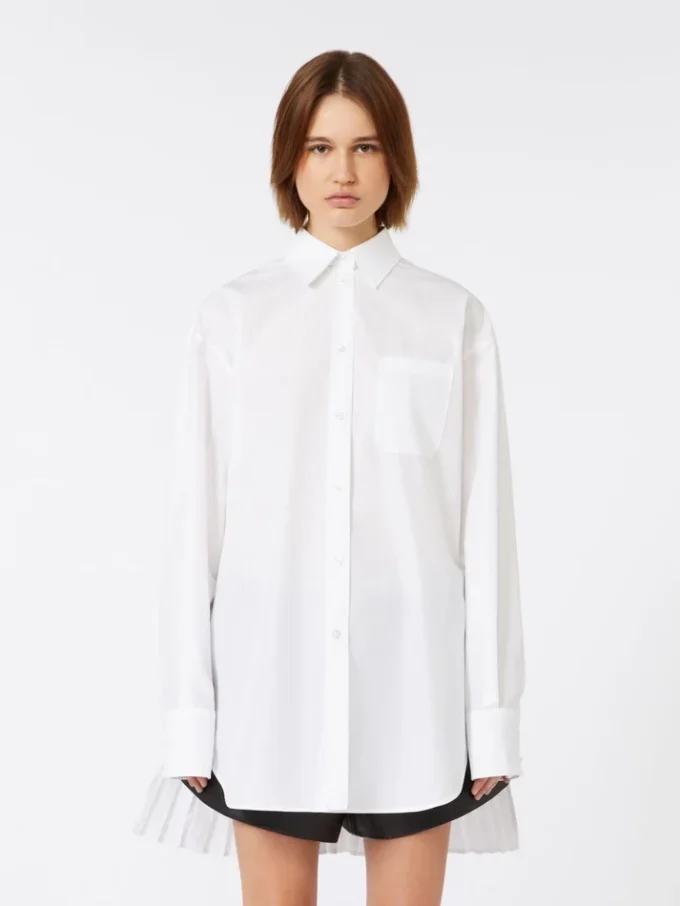 Overshirt with plissa-pleated detail, optical white