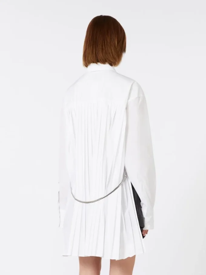 Overshirt with plissa-pleated detail, optical white