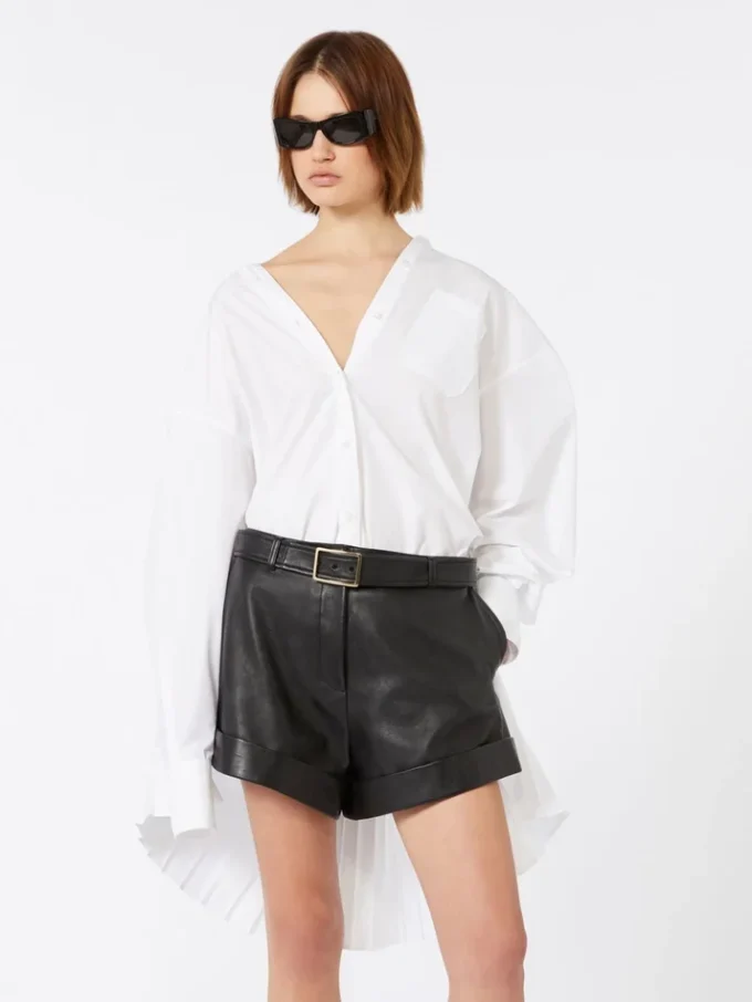 Overshirt with plissa-pleated detail, optical white