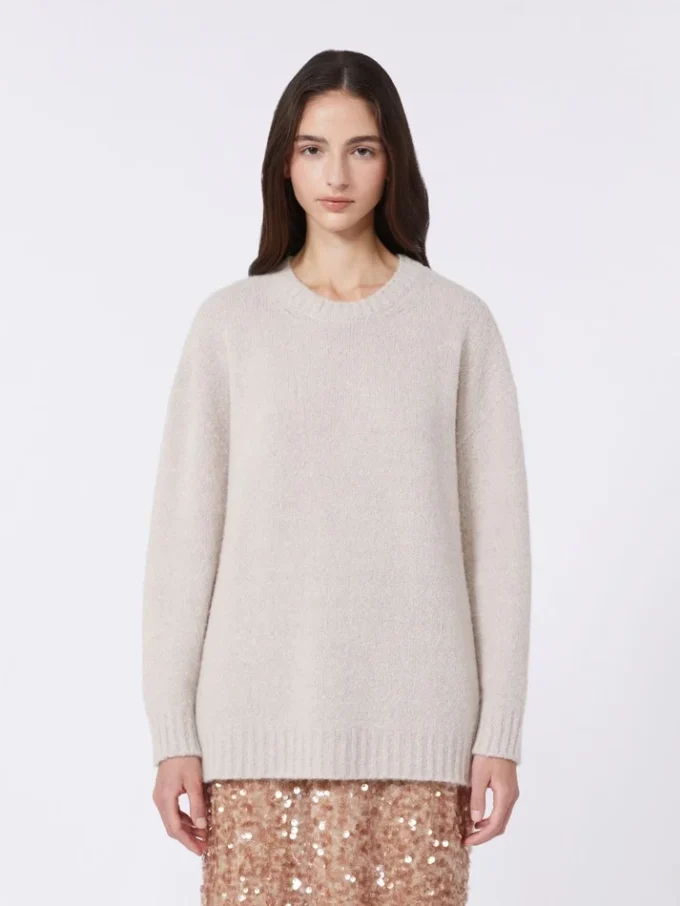 Oversized alpaca and cotton sweater, sand