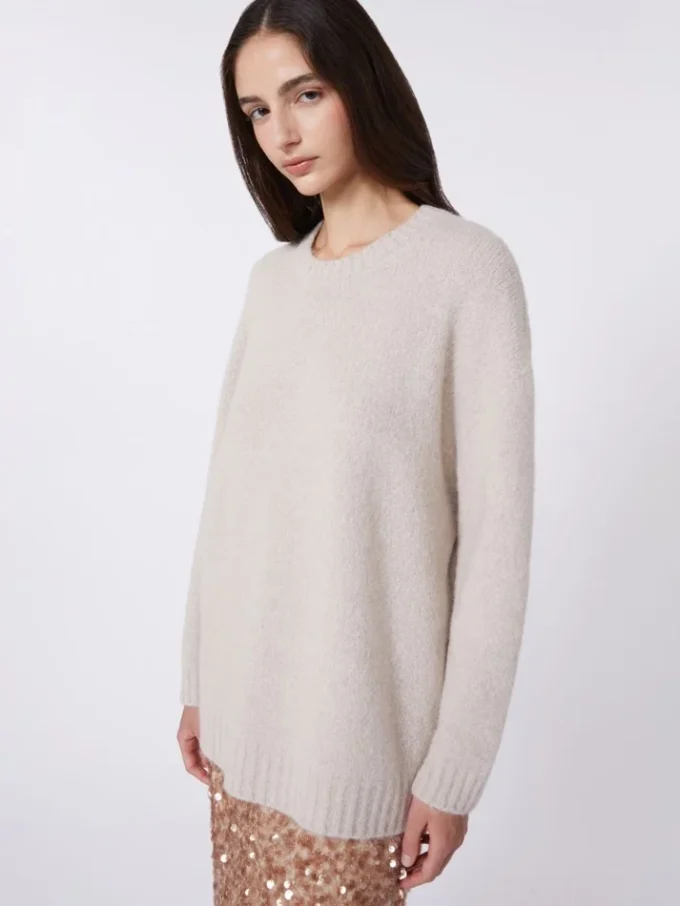 Oversized alpaca and cotton sweater, sand