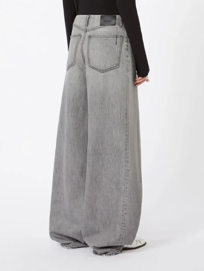 Oversized black denim trousers, black