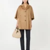Oversized cashmere broadcloth cape, camel