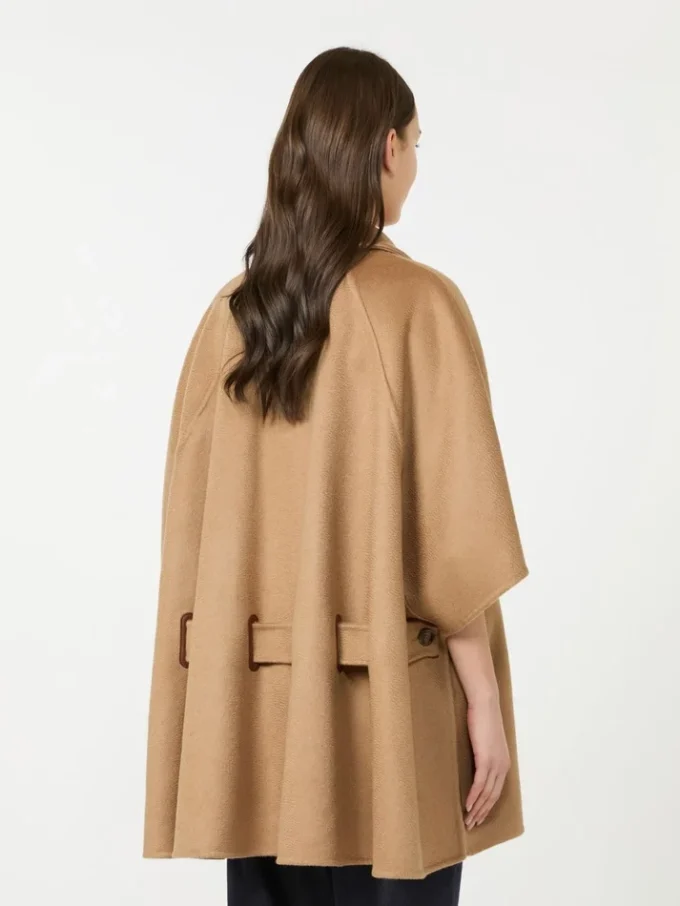 Oversized cashmere broadcloth cape, camel