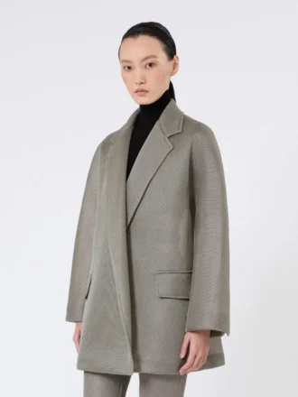 Oversized coat in jersey mesh, medium grey