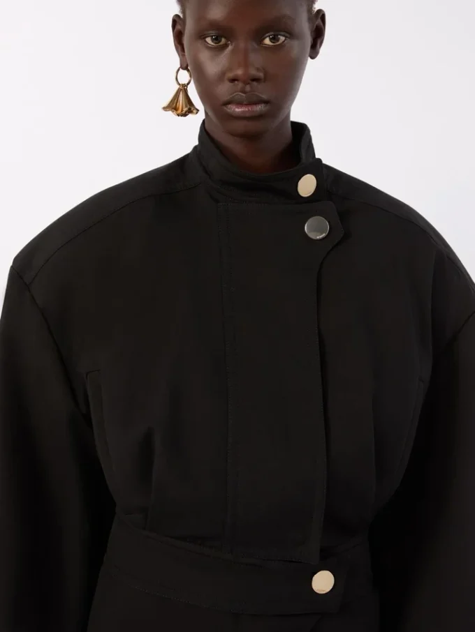 Oversized cotton bomber jacket, black