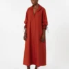 Oversized cotton poplin dress, red