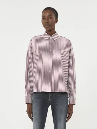 Oversized cotton shirt, bordeaux