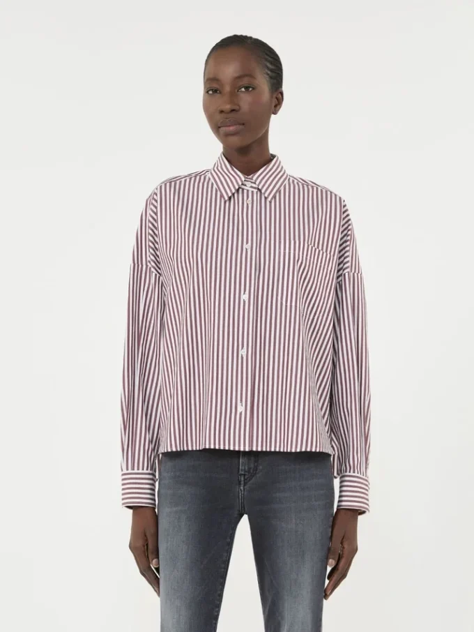 Oversized cotton shirt, bordeaux