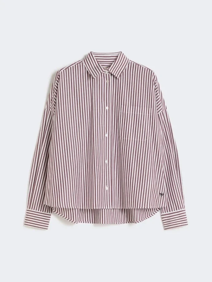 Oversized cotton shirt, bordeaux