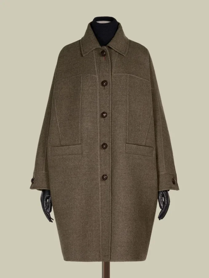 Oversized double wool coat, turtledove
