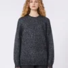 Oversized mohair and lurex sweater, dark grey