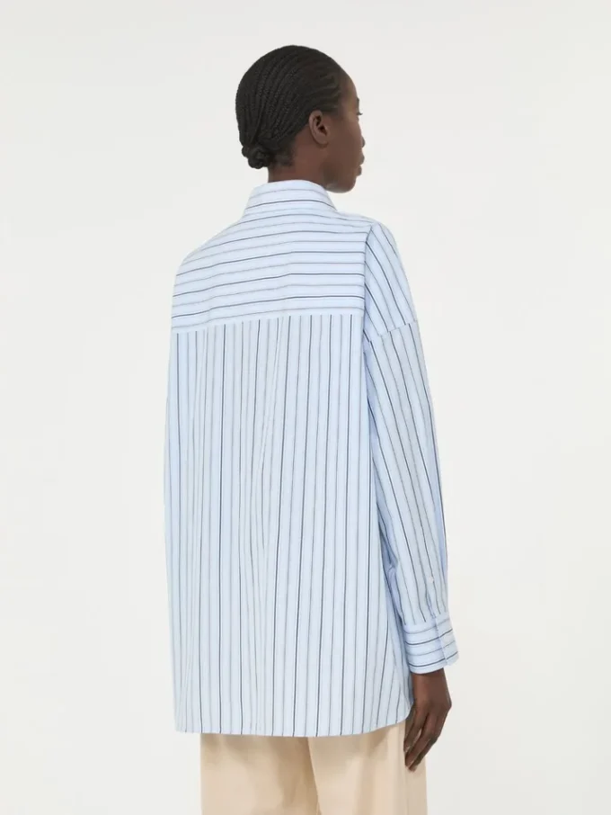 Oversized striped cotton shirt, light blue Oversized striped cotton shirt, light blue