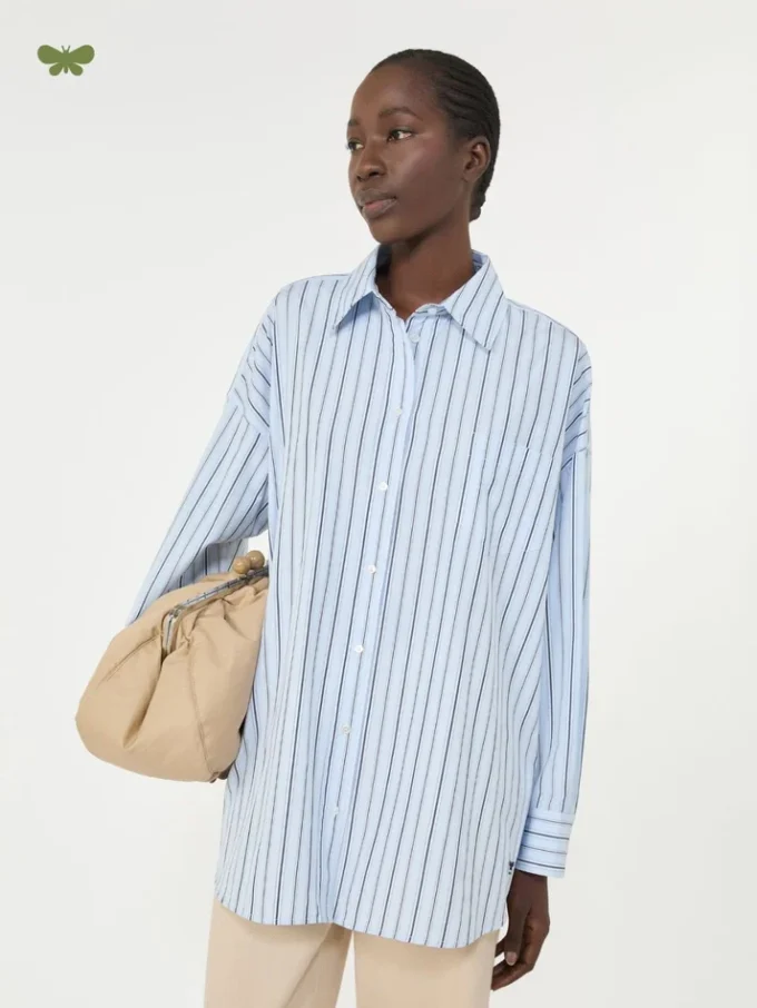 Oversized striped cotton shirt, light blue Oversized striped cotton shirt, light blue