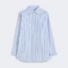 Oversized striped cotton shirt, light blue Oversized striped cotton shirt, light blue