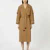 Oversized water-repellent twill trench coat, brown