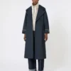 Oversized water-repellent twill trench coat, ultramarine