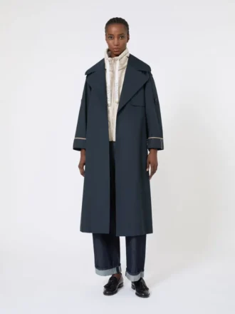 Oversized water-repellent twill trench coat, ultramarine