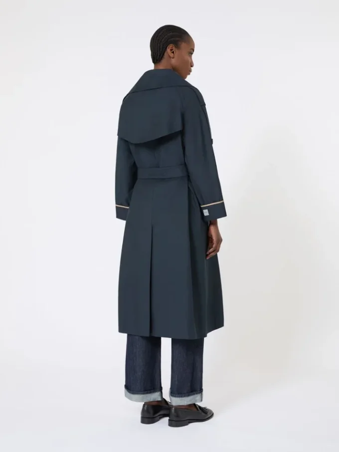 Oversized water-repellent twill trench coat, ultramarine