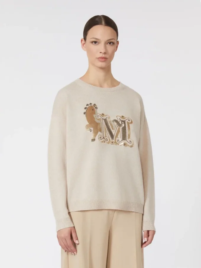 Oversized wool and cashmere sweater, albino