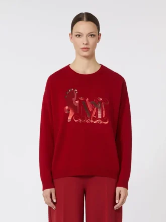 Oversized wool and cashmere sweater, dark red
