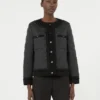 Padded cropped jacket in water-repellent canvas, black