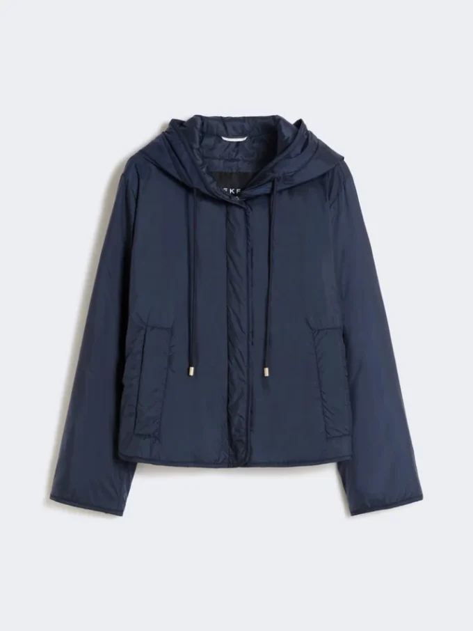 Padded, hooded jacket in water-repellent canvas, navy