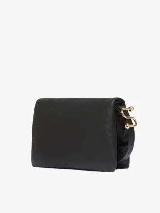 Padded nappa-leather soffy bag, black