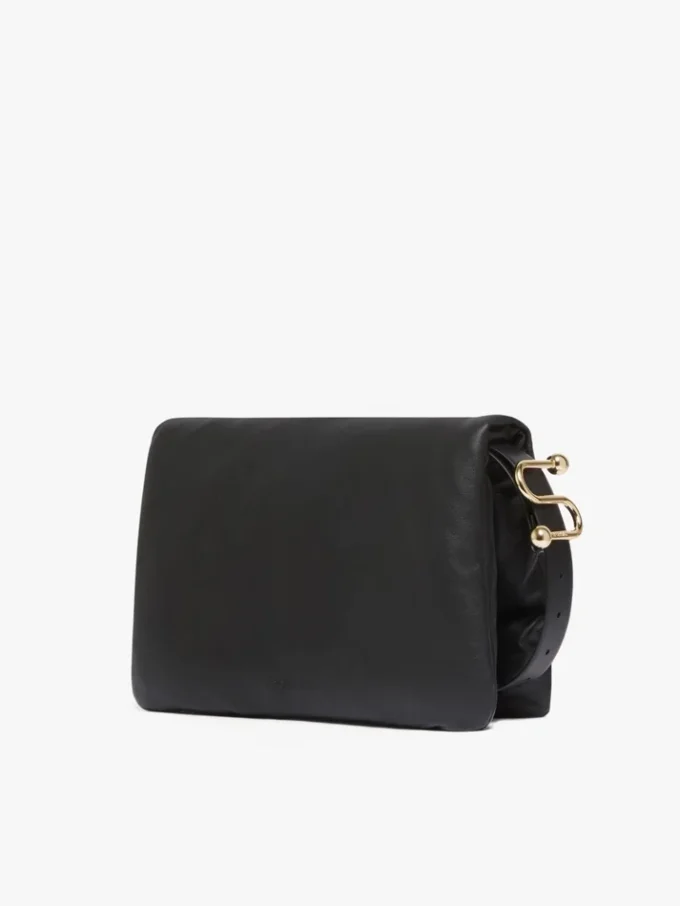 Padded nappa-leather soffy bag, black