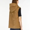 Padded water-repellent hooded gilet, caramel