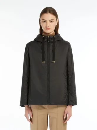 Padded water-repellent hooded jacket, black