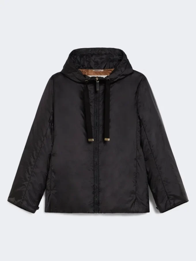 Padded water-repellent hooded jacket, black