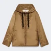 Padded water-repellent hooded jacket, caramel